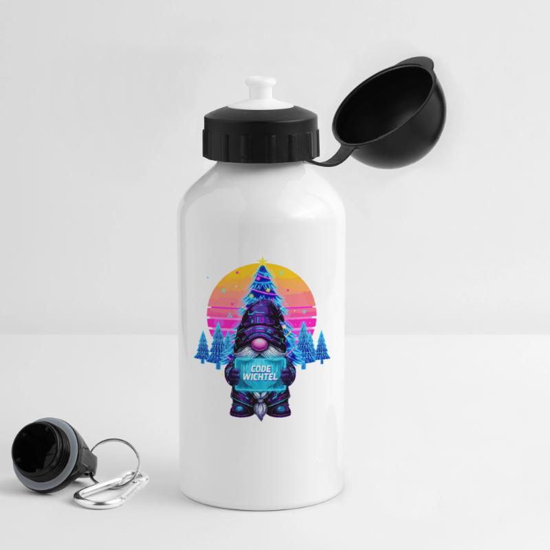 Cyberpunk Code Gnome - Synthwave Noël Nerd Gourde avec bouchon 500 ml