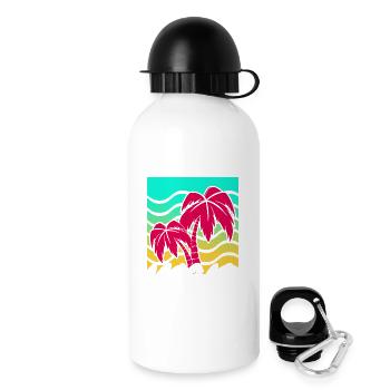 Miami Palmen Neon Gradient - Trinkflasche mit Deckel 500 ml - Weiß - Rechts