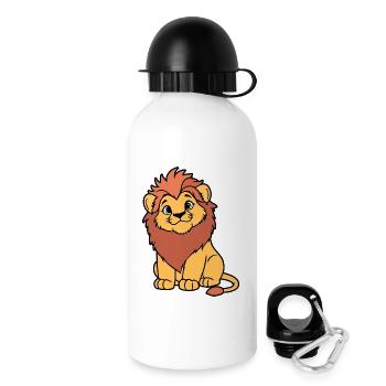 Warmes Cartoon-Löwenjunges - Trinkflasche mit Deckel 500 ml - Weiß - Rechts