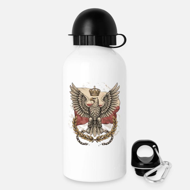 Crowned Polish Eagle Emblem - Drinks Bottle with Lid 500 ml - white