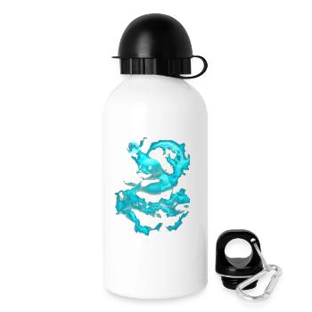 Neon-Raumente über blauer Wolke - Trinkflasche mit Deckel 500 ml - Weiß - Rechts