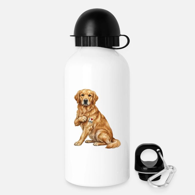 Golden Dad Heart Retriever - Gourde avec bouchon 500 ml - blanc