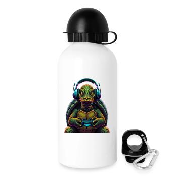 Schildkröte Gaming Tier Videospiele Lustige - Trinkflasche mit Deckel 500 ml - Weiß - Rechts