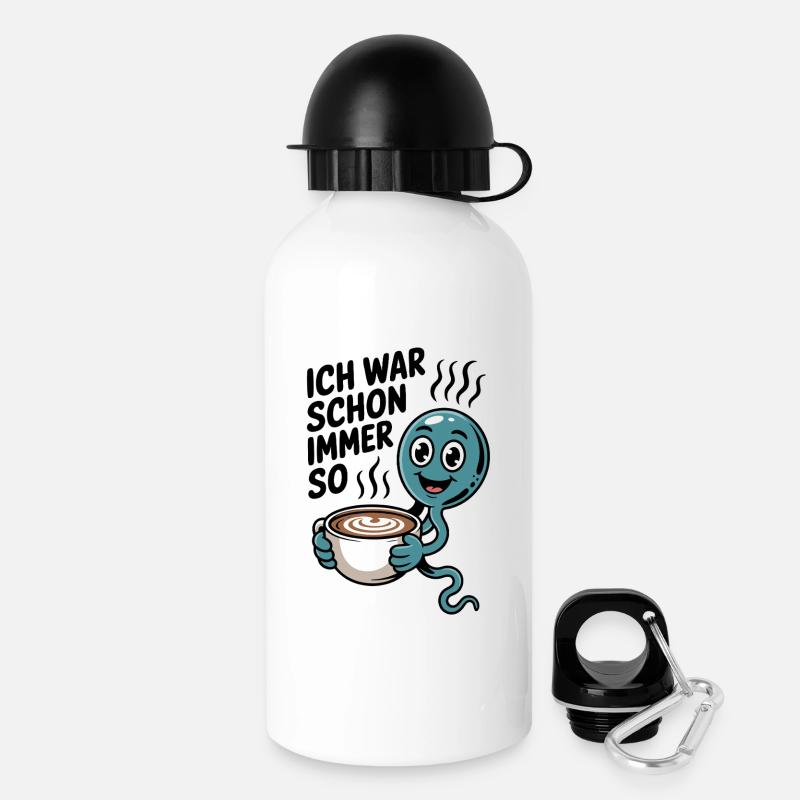 Lustiger Kaffee Spruch mit Spermien-Motiv - Trinkflasche mit Deckel 500 ml - Weiß