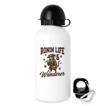 Ronin Life Wanderer Cat Samurai Japanese Ukiyo-e - Trinkflasche mit Deckel 500 ml - Weiß - Rechts