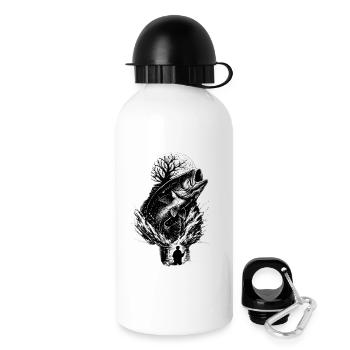 Springender Barsch im Mondlicht Nachtangler - Trinkflasche mit Deckel 500 ml - Weiß - Rechts