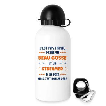 Beau gosse et streamer à la fois - Gourde avec bouchon 500 ml - blanc - Droite