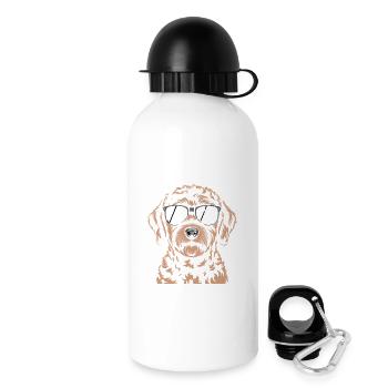 Brauner Labradoodle - Trinkflasche mit Deckel 500 ml - Weiß - Rechts