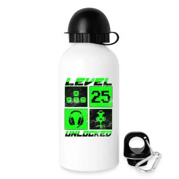 Gamer Level 25 Unlocked - Gaming - Trinkflasche mit Deckel 500 ml - Weiß - Rechts