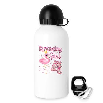 Filles de 4e anniversaire Flamingo Flamant Rose 4 ans - Gourde avec bouchon 500 ml - blanc - Droite