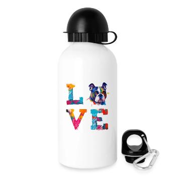 Love English Bulldog, chien coloré pop art - Gourde avec bouchon 500 ml - blanc - Droite