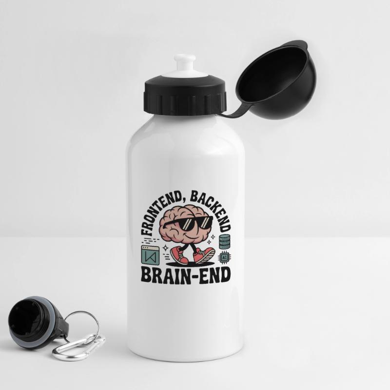 Frontend, Backend, Brain-End | Developer Drinks Bottle with Lid 500 ml