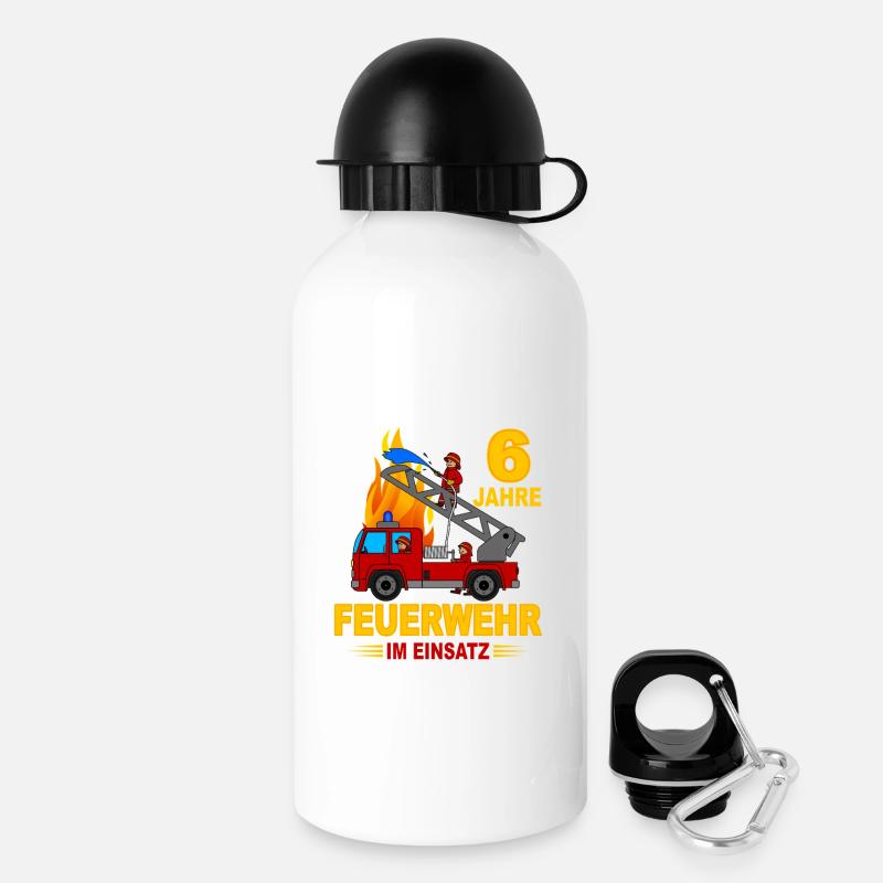 Fire brigade 6 years in action - Drinks Bottle with Lid 500 ml - white