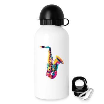 Leuchtendes Saxophon Farbexplosion - Trinkflasche mit Deckel 500 ml - Weiß - Rechts