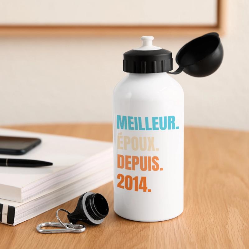 Bester Ehemann seit 2014 Geschenk-Ehemann Trinkflasche mit Deckel 500 ml