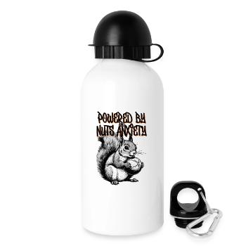 Powered by Nüssen und Angst - Trinkflasche mit Deckel 500 ml - Weiß - Rechts