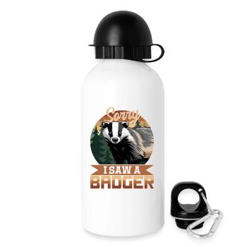 Funny Animal Badger - Drinks Bottle with Lid 500 ml - white - Right