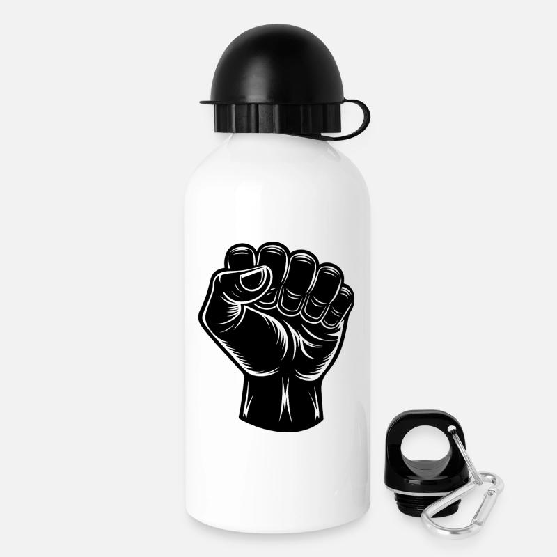 Geballte Faust - Trinkflasche mit Deckel 500 ml - Weiß