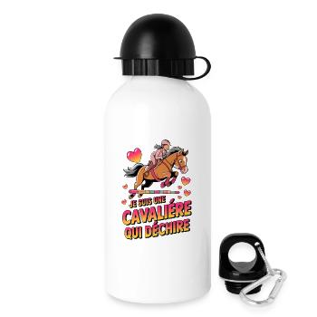  Je Suis Une Cavalière Qui Déchire Coole Reiterin - Trinkflasche mit Deckel 500 ml - Weiß - Rechts