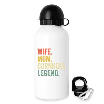 Ehefrau-Mama Cornhole-Legende - Trinkflasche mit Deckel 500 ml - Weiß - Rechts