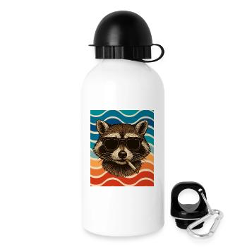 Raccoon with sunglasses cigarette - Drinks Bottle with Lid 500 ml - white - Right