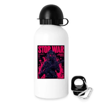 Neon Stop-War Protest - Trinkflasche mit Deckel 500 ml - Weiß - Rechts