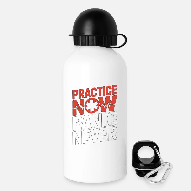 Paramedic Practice Now Panic Never EMS Training - Trinkflasche mit Deckel 500 ml - Weiß