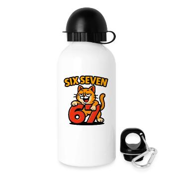 Six Seven Cat 67 Italian Brainrot Humor - Drinks Bottle with Lid 500 ml - white - Right