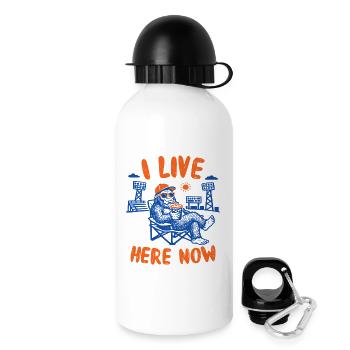 Bigfoot-Baseball-Fan Ich wohne jetzt hier - Trinkflasche mit Deckel 500 ml - Weiß - Rechts