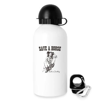 Sauvez une promenade à cheval Un western de cow-boy - Gourde avec bouchon 500 ml - blanc - Droite