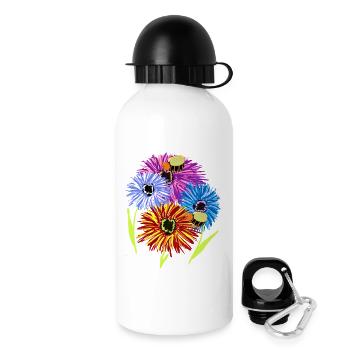 Retro Sommer Blumen Bienen - Trinkflasche mit Deckel 500 ml - Weiß - Rechts