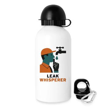 Chuchoteur de fuites | Humour plombier - Gourde avec bouchon 500 ml - blanc - Droite