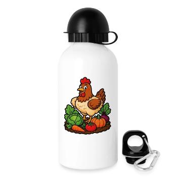 Happy hen in the vegetable garden - Drinks Bottle with Lid 500 ml - white - Right