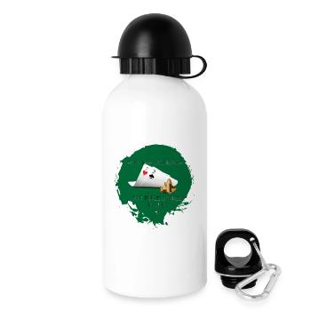 Deux cartes à jouer et trois boules triple baril - Gourde avec bouchon 500 ml - blanc - Droite