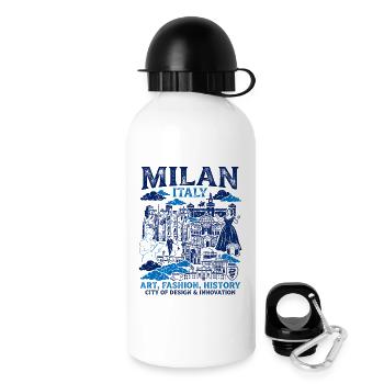 Milan Italy Landmark Skyline Illustration Two Tone - Trinkflasche mit Deckel 500 ml - Weiß - Rechts