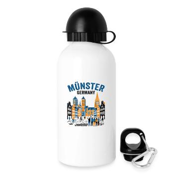 Münster Germany Skyline With Cyclists And Tourists - Drinks Bottle with Lid 500 ml - white - Right