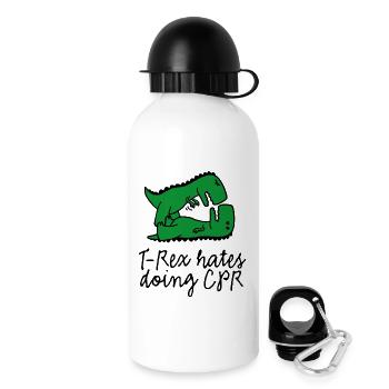 T-Rex hates doing CPR premiers secours instructeur - Gourde avec bouchon 500 ml - blanc - Droite