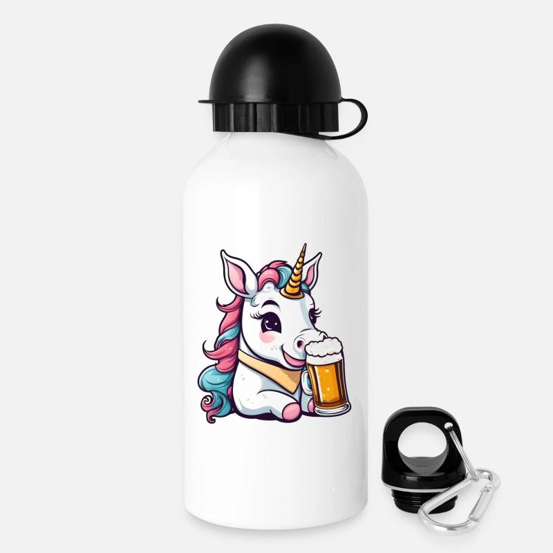 Tipsy / drunk unicorn - Drinks Bottle with Lid 500 ml - white