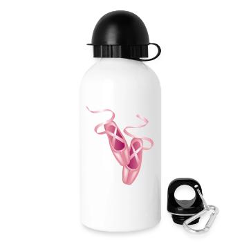Rosa Ballettschuhe & Satinband-Elegantes Tanzmotiv - Trinkflasche mit Deckel 500 ml - Weiß - Rechts