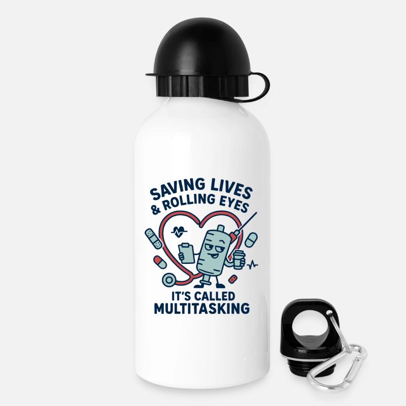 Multitasking Rescue Heart Design - Drinks Bottle with Lid 500 ml - white