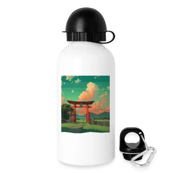 Ruhige Torii Gate Sonnenuntergangsszene - Trinkflasche mit Deckel 500 ml - Weiß - Rechts
