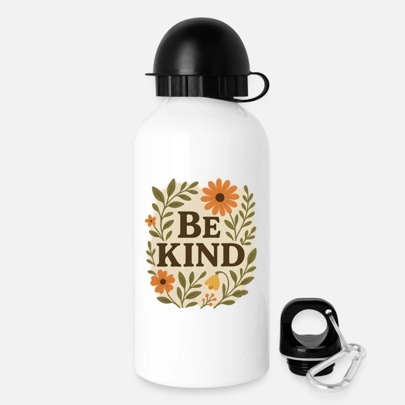 Fleur gentille Message Soyez gentil - Gourde avec bouchon 500 ml - blanc