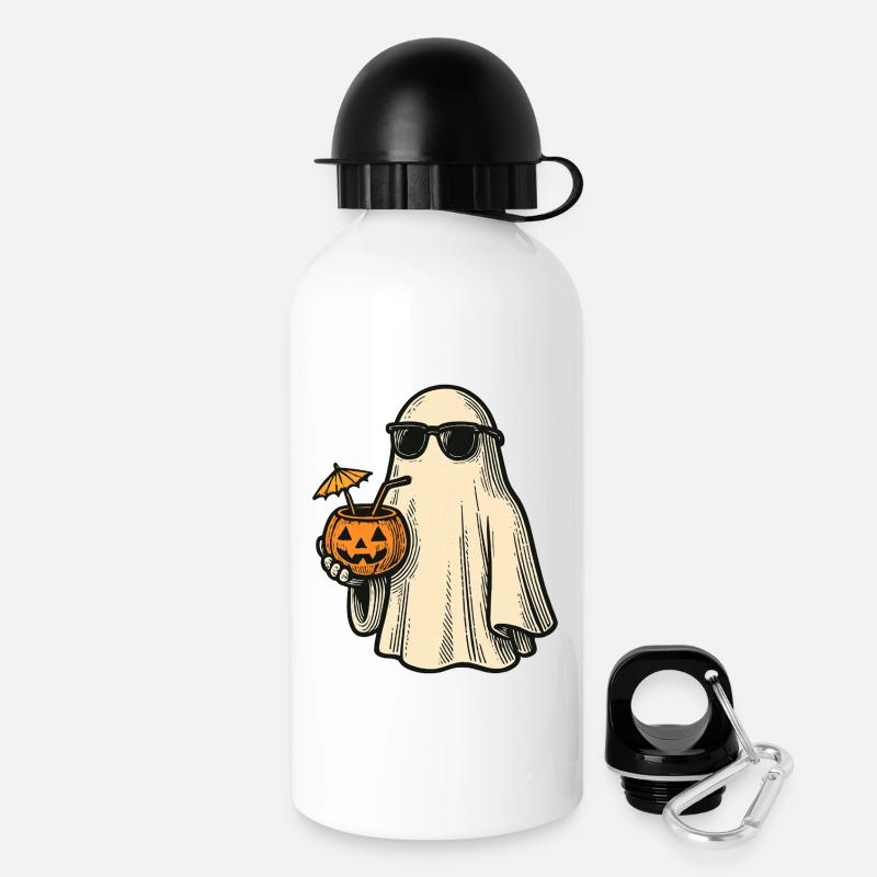 Fantôme d’Halloween cool avec cocktail - Gourde avec bouchon 500 ml - blanc