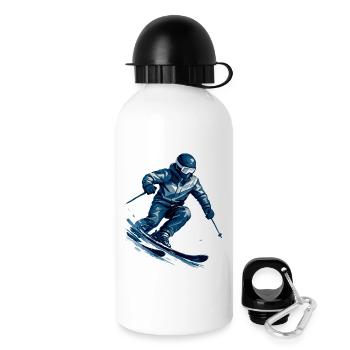 Skifahren | Skifahrer | Berg - Trinkflasche mit Deckel 500 ml - Weiß - Rechts