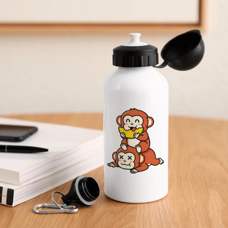 Singe espiègle mangeant de la pastèque sur un ami Gourde avec bouchon 500 ml