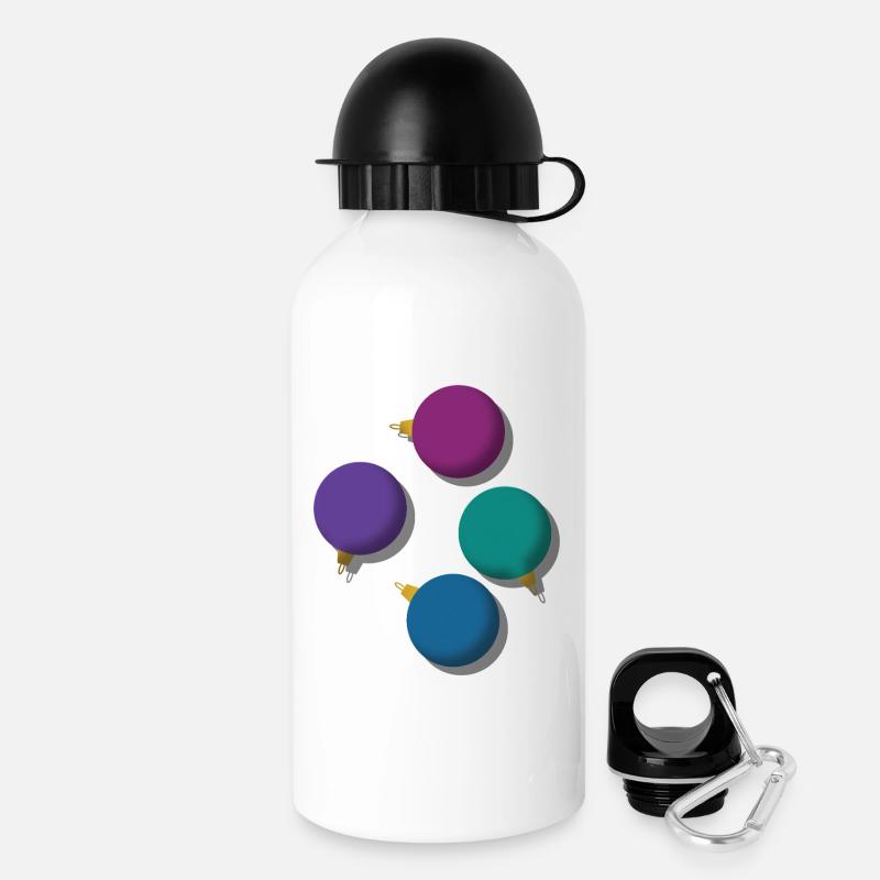 4 colourful Christmas baubles - Drinks Bottle with Lid 500 ml - white