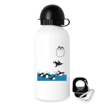 Penguin Jump Into The Water Pocket Design - Drinks Bottle with Lid 500 ml - white - Right