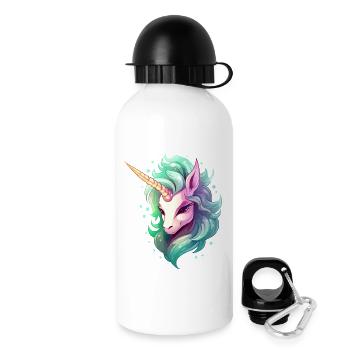 Unicorn head in rainbow hair - Drinks Bottle with Lid 500 ml - white - Right