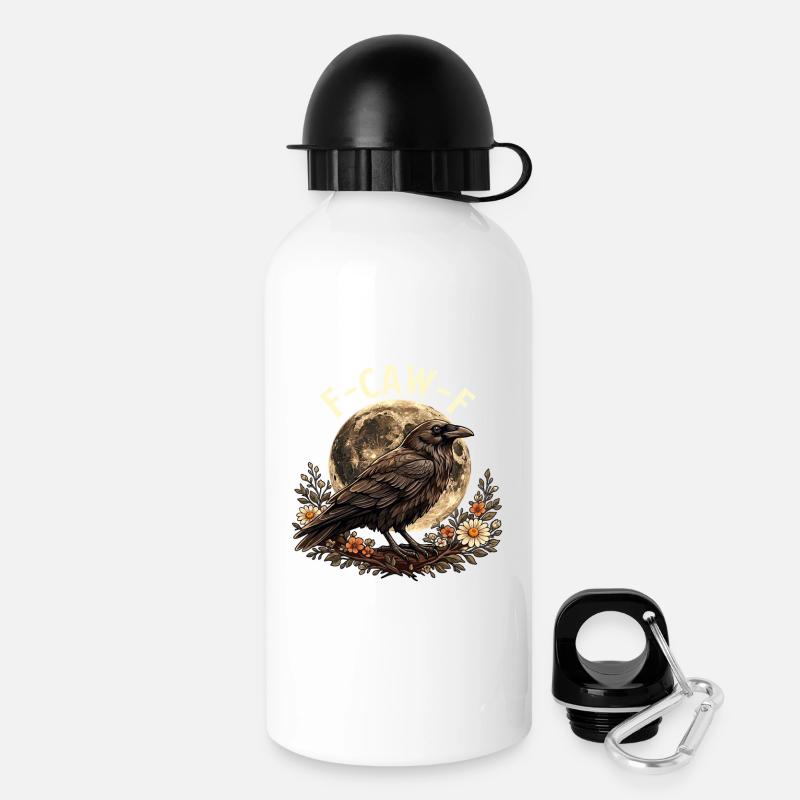 FCawF Humour Noir Jeu de mots d’oiseaux Sarcasme Corbeau - Gourde avec bouchon 500 ml - blanc
