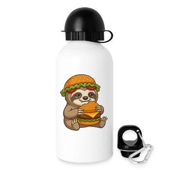Dessin animé Paresseux avec Burger - Gourde avec bouchon 500 ml - blanc - Droite